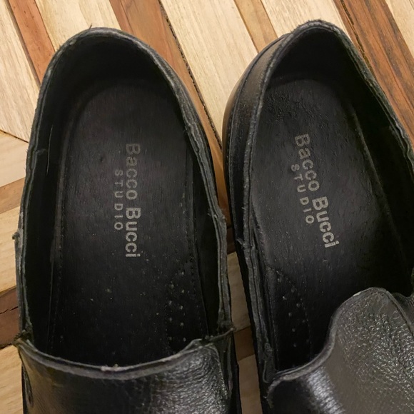 Vintage Bacco Bucci Studio black leather loafers slip on size 8.5 - Picture 7 of 8